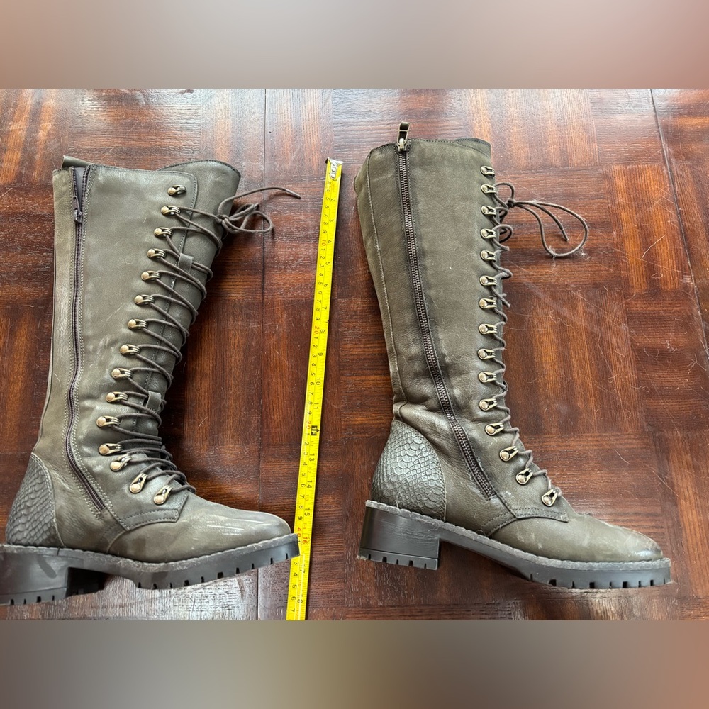 Vintage Foundry Co Henrietta Knee High Army-Green Granny Boots Size 7 - Picture 2 of 9